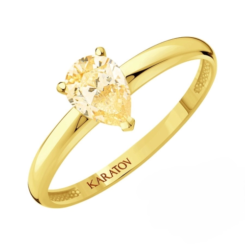 Кольцо из желтого золота 585 пробы с цветными фианитами