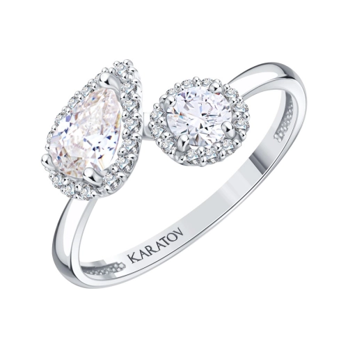 Кольцо из белого золота 585 пробы с фианитами