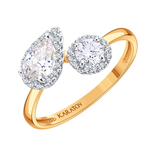 Кольцо из золота 585 пробы с фианитами