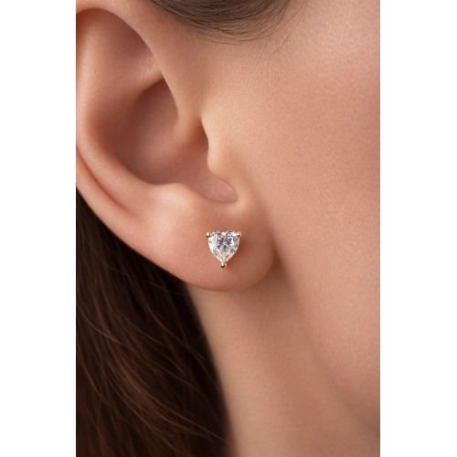 Серьги пусеты из золота 585 пробы с фианитами