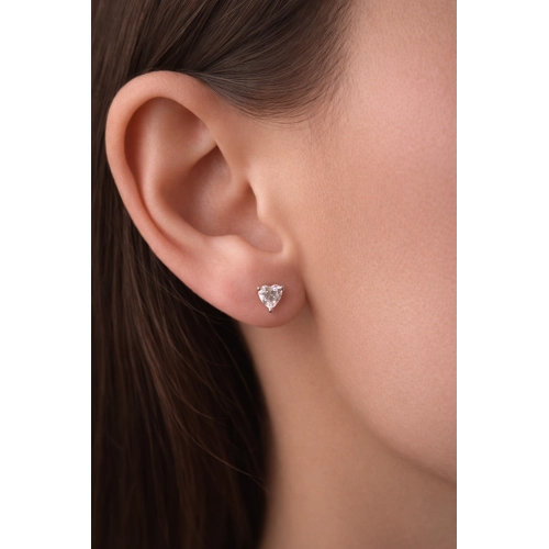 Серьги пусеты из белого золота 585 пробы с фианитами