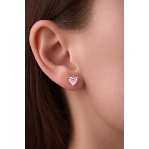 Серьги пусеты из белого золота 585 пробы с цветными фианитами