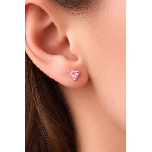 Серьги пусеты из белого золота 585 пробы с цветными фианитами