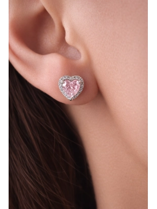 Серьги пусеты из белого золота 585 пробы с цветными фианитами