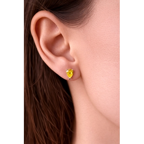 Пусеты (585 ж) цветной фианит