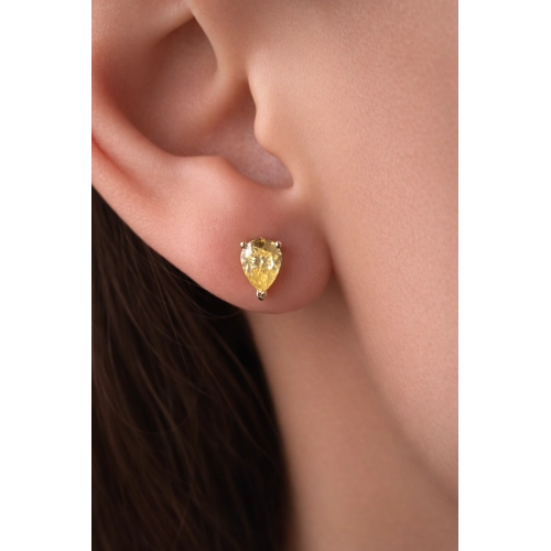 Пусеты (585 ж) цветной фианит