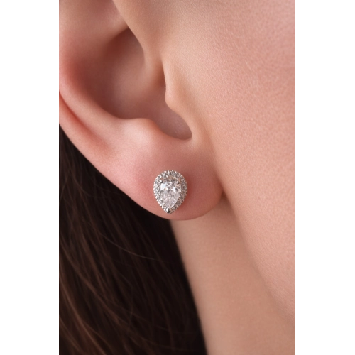 Серьги пусеты из золота 585 пробы с фианитами