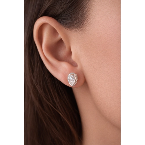 Серьги пусеты из золота 585 пробы с фианитами