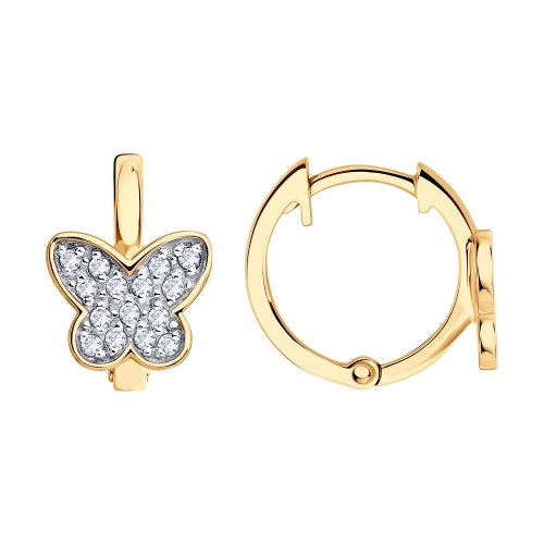 Серьги из золота 585 пробы с фианитами