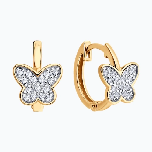 Серьги из золота 585 пробы с фианитами