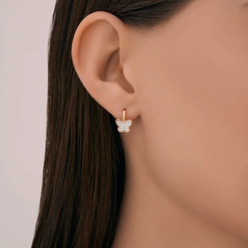 Серьги из золота 585 пробы с фианитами