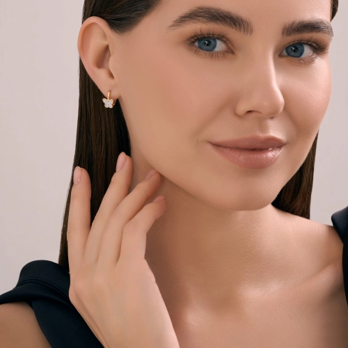 Серьги из золота 585 пробы с фианитами