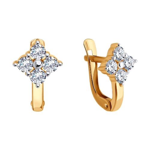 Серьги из золота 585 пробы с фианитами