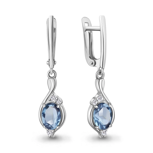 Серьги из серебра 925 пробы с топазами и фианитами