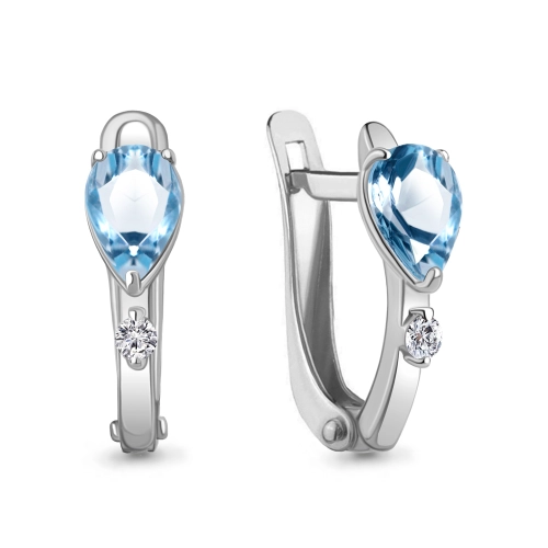 Серьги из серебра 925 пробы с топазами и фианитами