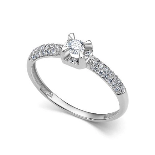 Кольцо из белого золота 585 пробы с бриллиантами