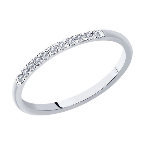 Обручальное кольцо из белого золота 585 пробы с бриллиантами