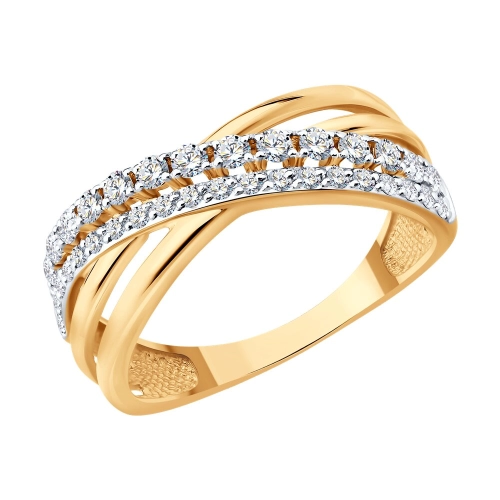 Кольцо из золота 585 пробы с выращенными бриллиантами