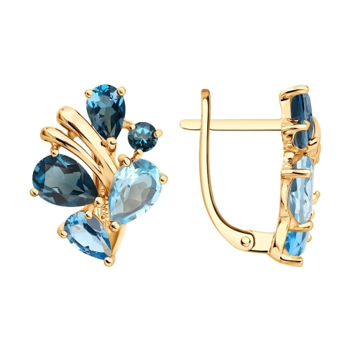 Серьги из золота 585 пробы с топазами и топазом ЛОНДОН