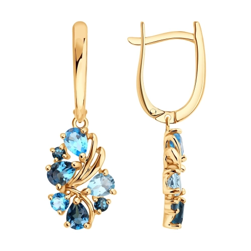 Серьги из золота 585 пробы с топазами и топазом ЛОНДОН