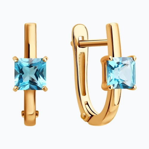 Серьги из золота 585 пробы с топазами