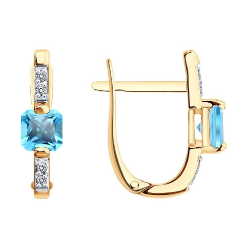 Серьги из золота 585 пробы с топазами и фианитами