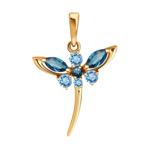 Подвеска из золота 585 пробы с топазами и топазом ЛОНДОН