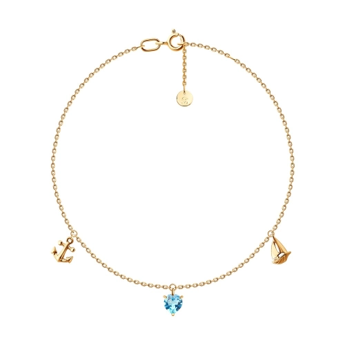 Браслет из золота 585 пробы с топазом