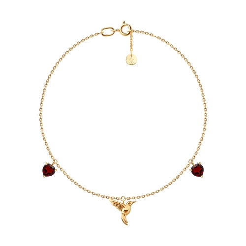 Браслет из золота 585 пробы с гранатом