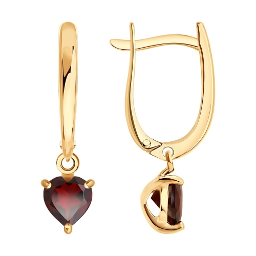 Серьги из золота 585 пробы с гранатом