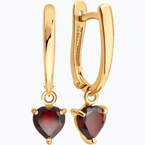 Серьги из золота 585 пробы с гранатом
