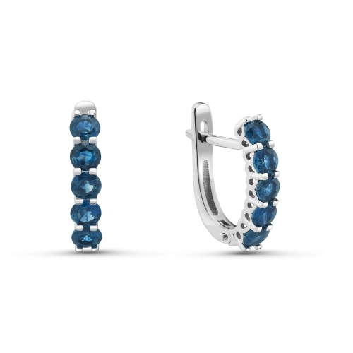 Серьги из белого золота 585 пробы с сапфирами