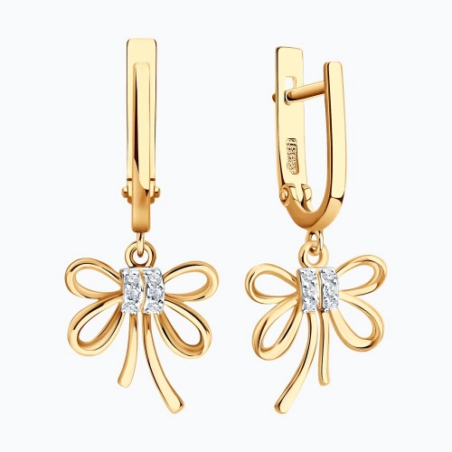 Серьги из золота 585 пробы с фианитами