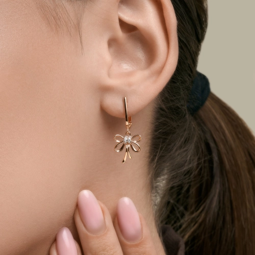 Серьги из золота 585 пробы с фианитами