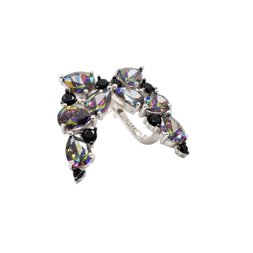 Серьги из серебра 925 пробы с цветными цирконами