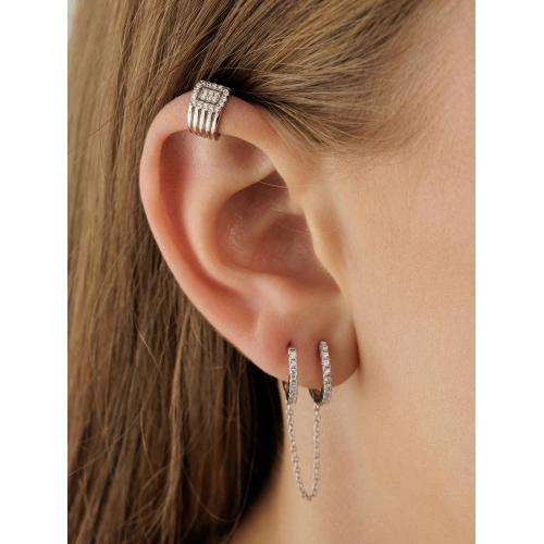 Серьга (925) циркон каффа