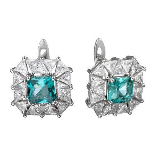Серьги из серебра 925 пробы с цветными цирконами