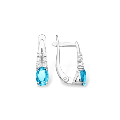 Серьги из серебра 925 пробы с топазами и фианитами