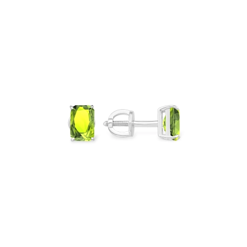 Серьги  пусеты из серебра 925 пробы с хризолитами