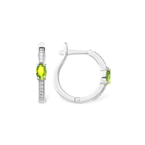 Серьги из серебра 925 пробы с хризолитом и фианитами