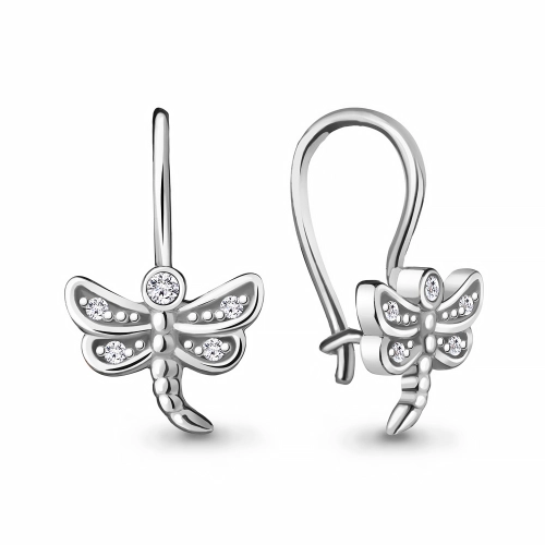 Серьги петельки из серебра 925 пробы с фианитами