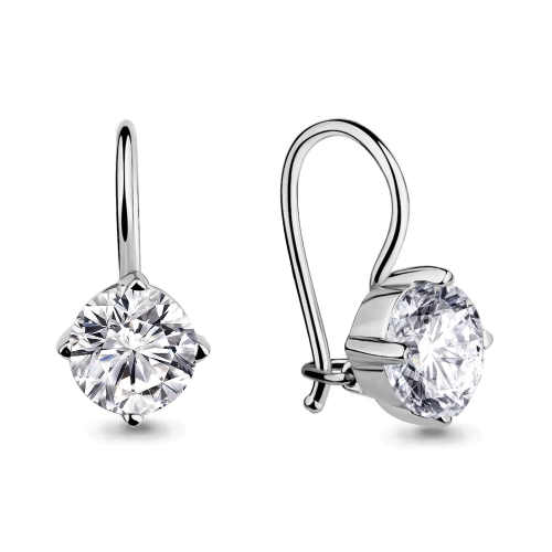 Серьги петельки из серебра 925 пробы с фианитами