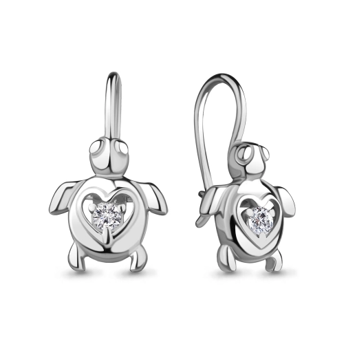 Серьги петельки из серебра 925 пробы с фианитами