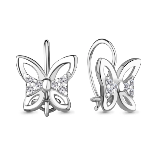 Серьги петельки из серебра 925 пробы с фианитами