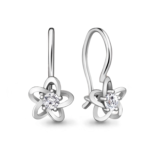 Серьги петельки из серебра 925 пробы с фианитами