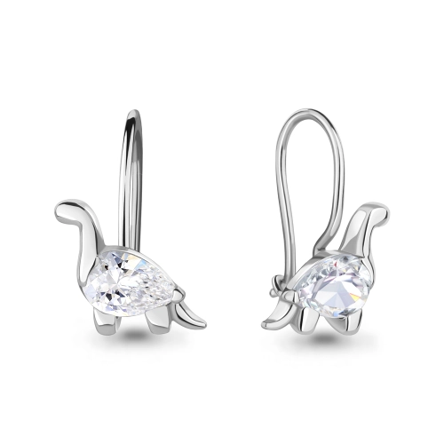 Серьги петельки из серебра 925 пробы с фианитами