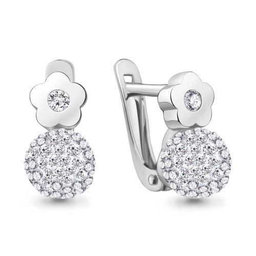 Серьги из серебра 925 пробы с ювелирным стеклом