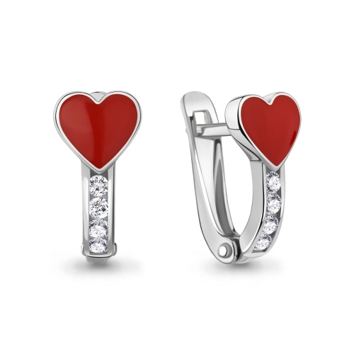 Серьги из серебра 925 пробы с эмалью и фианитами