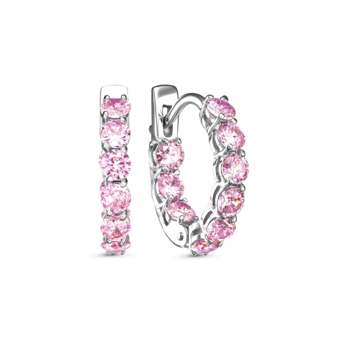 Серьги из серебра 925 пробы с цветными фианитами