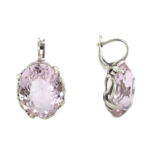 Серьги (925) кварц розовый синтет.